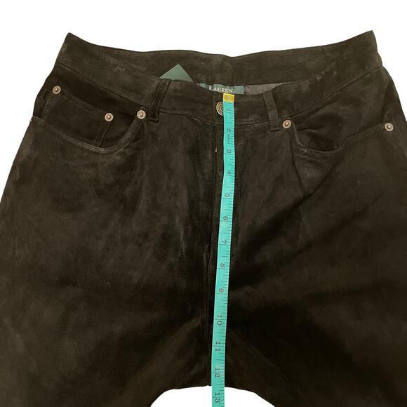 Ralph Lauren Suede Pants 10 | Black Genuine Leather, Premium Hardware, Vintage - Picture 10 of 11